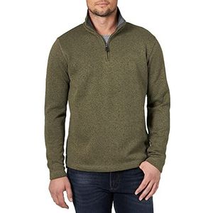 Wrangler Authentics Men's Sweater Fleece Quarter-Zip, Olive Night, Small