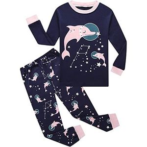 EULLA meisjes pyjamaset, dolfijn/donkerblauw, 116 cm