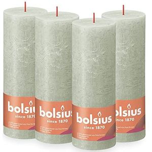 BOLSIUS 4 Pack mistige groene rustieke pijler kaarsen - 2,75 x 7,5 inch - premium Europese kwaliteit - natuurlijke milieuvriendelijke plantaardige wax - ongeparfumeerde druppelloze rookloze 85 uur