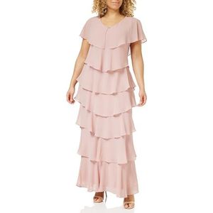 Gina Bacconi Dames gelaagde maxi-jurk cocktailjurk, roze roze, 46, roze (pink), 46