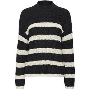 Bestseller A/S Dames VMHILDA LS Highneck GA NOOS trui, zwart/strepen: berk, XXL, Black/Stripes:birch, XXL