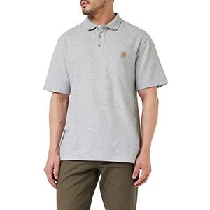 Carhartt Heren Aannemer Werk Pocket Polo Shirt, Hei Grijs, XS