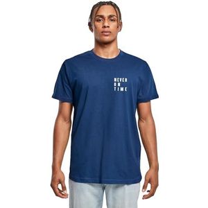 Mister Tee Dames T-shirt Ladies Never On Time, T-shirt met grafische print voor vrouwen, katoen, maten XS - 5XL, marineblauw (light navy), XL