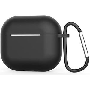 Compatibel met Apple AirPods 3rd Generation 2021 Case Cover, siliconen beschermaccessoires Skin met sleutelhanger, front-LED zichtbaar - zwart
