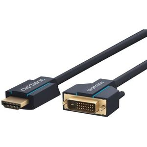 Clicktronic HDMI/DVI-D (24+1) adapterkabel digitale videokabel, HDMI-apparaten aansluiten op DVI-monitoren (bi-directioneel), vergulde contacten, dubbel afgeschermd, 2 m
