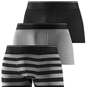 s.Oliver RED LABEL Bodywear LM Heren s.Oliv 3X gestreept zwart/antraciet boxershorts, passend (3-pack), zwart/antraciet, M