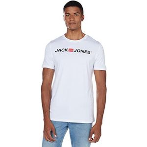 JACK & JONES Heren T-shirt slim fit met opdruk in 3- of 6-delige mix pack/set met ronde hals merk Sale S M L XL XXL, Verpakking van 3 (1 x Navy Blazer, 1 x Wit, 1 x Zwart), L