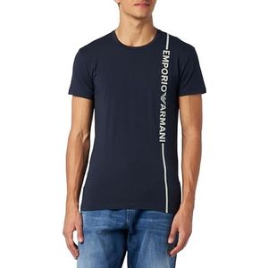 Emporio Armani Heren Mannen Mannen Crew Neck Side Logo T-Shirt, marineblauw, S