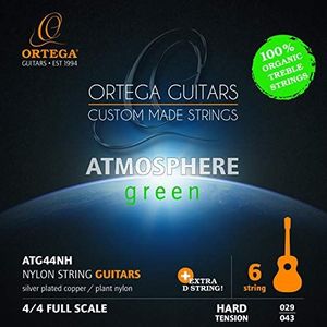 ORTEGA Atmosphere Green Series gitaarsnaren Organic Nylon Treble - Hard + Extra D Snaar(ATG44NH)