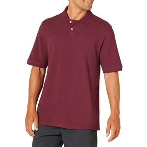 Amazon Essentials Men's Poloshirt van piqué-katoen met normale pasvorm (verkrijgbaar in grote en lange maten), Bordeauxrood, XS