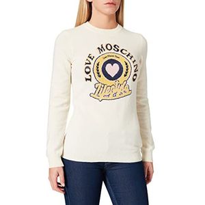 Love Moschino Dames Carded Wool Vintage Logo Intarsia lange mouwen ronde hals pullover