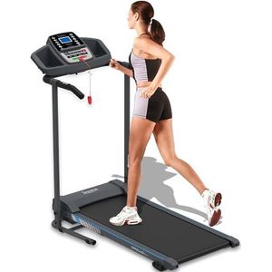 Electric Folding Treadmill Exercise Machine - Smart Compact Digital Fitness Treadmill Workout Trainer w/Bluetooth App Sync, Manual Incline Adjustment, For Walking, Running, Gym