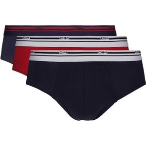 Dim Heren klassieke kleuren Slip Coton Stretch Slips, Bleu Denim/Rouge Lave/Bleu Denim, 3 (Pack van 3), Bleu Denim/Rouge Lave/Bleu Denim