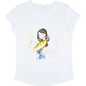 Disney Mulan - Mulan and Mushu Women's Rolled-sleeve White M