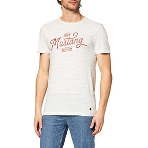 MUSTANG Aaron C Stripe + Aw T-shirt voor heren, Beige (Mini Stripe, Injection 11560), M