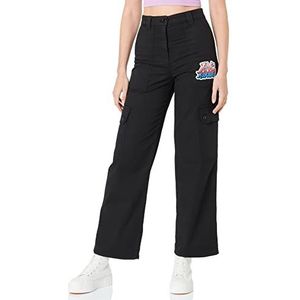 Love Moschino Stretch canvas met graffiti-patch casual broek voor dames, zwart, 38
