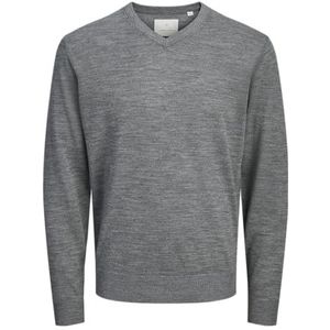 JACK & JONES Jprccmerino Knit V-hals, Medium grijs (grey melange), XXL