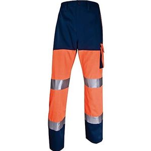 Deltaplus PHPA2OMGT Panostyle Hoge zichtbaarheid werkbroek van polyester/katoen, neonoranje-marineblauw, maat L