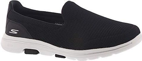 Skechers GO WALK 5 dames sneaker Low-Top Trainer, Zwart Zwart Zwart Textile White Trim Bkw, 37.5 EU