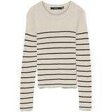 VERO MODA - VMGIZELLE - Trui - Beige/Zwart - Slanke Pasvorm - Lange Mouw