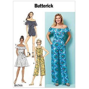 Butterick Patterns 6566 ZZ-maten, grote 2X-Large mist 'petite jurk/romper/jumpsuit en sjerp, weefsel, veelkleurig, 17 x 0,5 x 22 cm