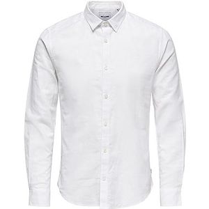 ONLY & SONS Heren Onscaiden Life Ls Solid Linen Shirt Noos Shirt, Weiß, XS