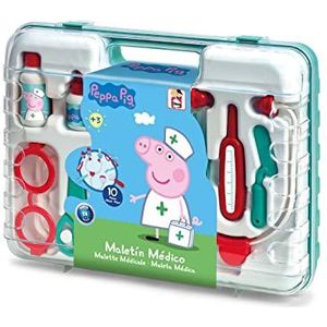 Chicos - Peppa Pig 87020 Medische speelgoedkoffer, draagbare set voor kinderen om je favoriete activiteiten overal te oefenen, incl. 10 accessoires, vanaf 3 jaar