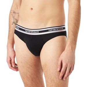 Emporio Armani Heren Stretch Katoen Glanzende Logoband Slip, Zwart, L