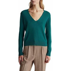 United Colors of Benetton T-shirt met V-hals M/L, Groen, L