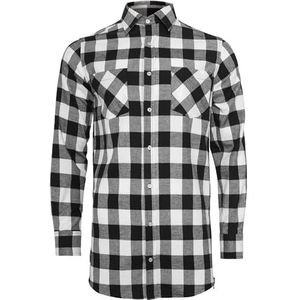 Urban Classics Heren Side-Zip Long Checked Flanellen Shirt Vrijetijdshemd, Veelkleurig (Blk/Wht 00050), S