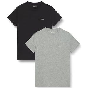 Pepe Jeans Heren M Basic Logo Stretch Pack T-Shirt, Grijs (Marl Grijs), M, Grijs (mergel grijs), M