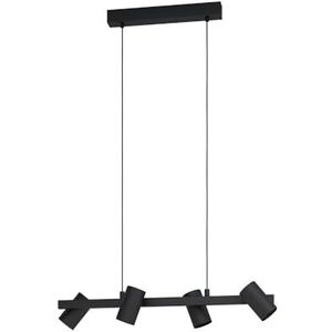 EGLO Hanglamp Gatuela 1, eettafellamp met 4 spots, pendellamp van zwart metaal, spot-lamp hangend voor woonkamer en eetkamer, spotjes met E14 fitting