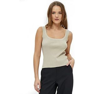 Peppercorn Tana U-hals gebreide tanktop | Beige damestops | Lente dames tops | Maat S