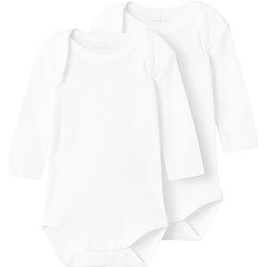 Bestseller A/S Unisex NBNBODY 2P LS SOLID NOOS Body, Bright White, 50, Bright White, 50 cm