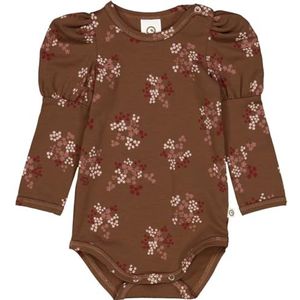 Müsli by Green Cotton Flora Puff L/S Body Base Layer voor babymeisjes, Bark/Cabernet/Nightingale, 74