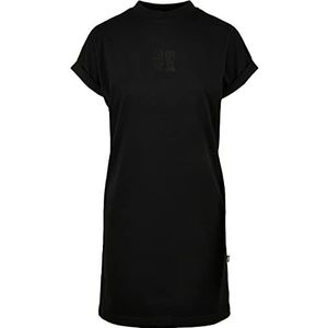 Urban Classics Dames T-shirtjurk Cut On Sleeve Printed Tee Dress voor vrouwen, met Chinese teksttekenprint, maten XS - 5XL, zwart/zwart, S