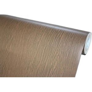 BUVU Plakfolie, meubelfolie, bruin, houtlook, zelfklevende folie, houtbehang, 45 cm x 300 cm, bruin, vintage, strepen, folie, waterdicht, wandbehang voor meubels, muren, kasten, keuken, tafels