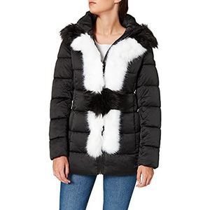 Bonamaison Dames Mid-length Puffer Jacket met Faux-fur Panel T-Shirt