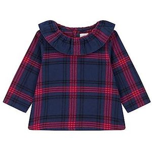 Petit Bateau Baby meisjes A08RM blouse met lange mouwen, blauw smoking/meerkleurig, 12 maanden, blauw smoking/meerkleurig, 12 Maanden