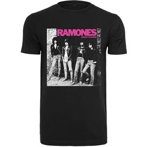 Merchcode Uniseks T-shirt Ramones Wall Tee, regular fit, katoen 100%, XS, zwart, XS