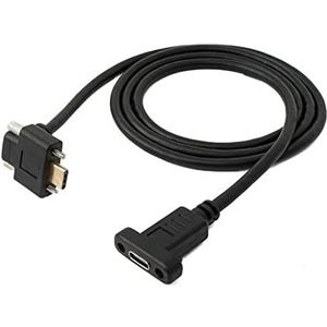 SYSTEM-S USB 3.1 Gen 2 100W kabel type C stekker naar bus schroef hoek in zwart