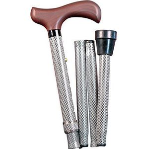 Wandelstok van aluminium, uittrekbaar, inklapbaar, zwart en wit.