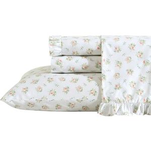 Laura Ashley - Kingsize lakenset, ademend percal katoenen beddengoed, 200 draadtelling, bloemen woondecoratie (Roseford Orange, King)