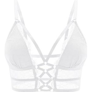 Buitifo Dames Cami BH Criss Cross Wimper Crop Top BH Sexy Vest Bralette Busiter Lingerie, Wit, M