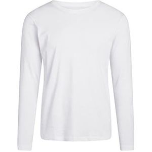 NORVIG Heren O-hals L/S, Rib Cotton, White T-Shirt, S