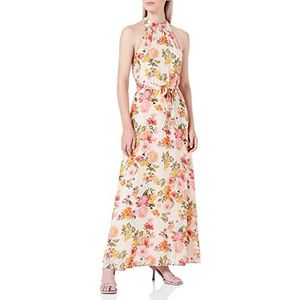 Vila Dames VIALLISON halternek enkeljurk/DC/SU Jurk, Golden Haze/AOP: Bloemen PINK/RED, 38