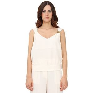 Pinko TEUDOSIA Top Crepe Fluido Tanktop voor dames, O62_Pergamena Past, 42