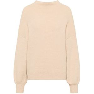 EUCALY Oversized gebreide trui voor dames, beige, XS/S