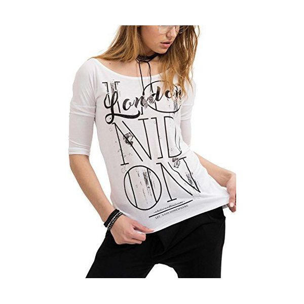 s.Oliver Waterval shirt zwart-wit volledige print straat-mode uitstraling Mode Shirts Waterval shirts 