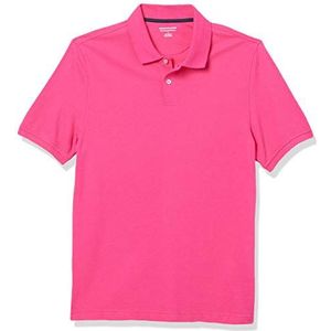 Amazon Essentials Men's Poloshirt van piqué-katoen met slanke pasvorm, Felroze, XS